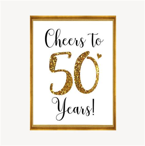 Cheers To 50 Years Happy 50th Birthday 50th Birthday Sign Etsy Ireland