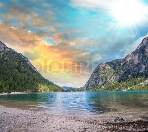 Beautiful Lake With Crystal Clear Stock Image Colourbox