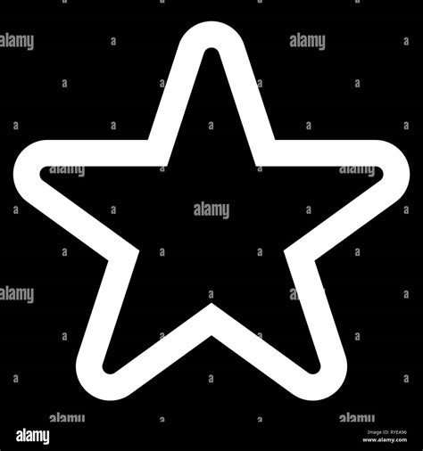 Star Symbol Icon White Simple Outline 5 Pointed Rounded Isolated