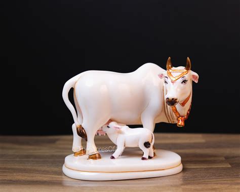 Cow Krishna Statue Small 15cm Marble Lord Krishna Idol Etsy