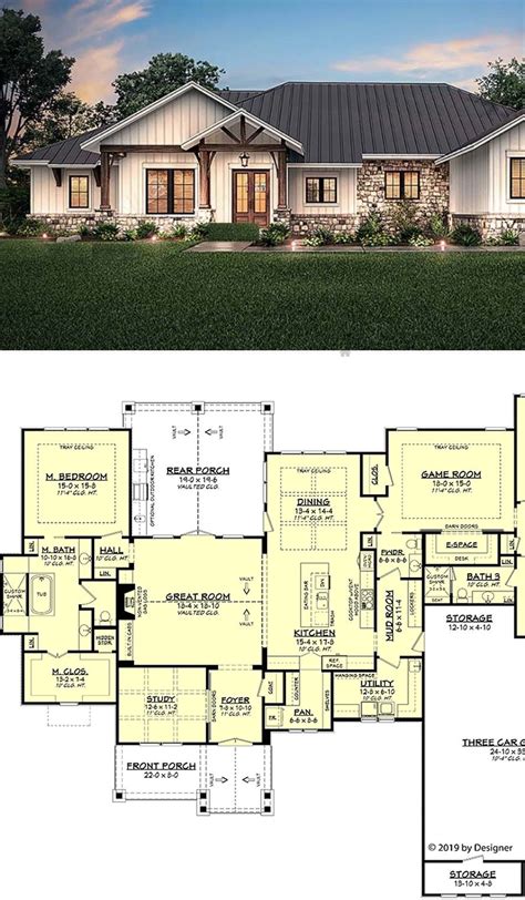Ranch Style House Plan With Bed Bath Car Garage Ranch Style