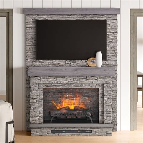 Allen Roth 65 In W Grey Faux Stacked Stone Infrared Quartz Electric