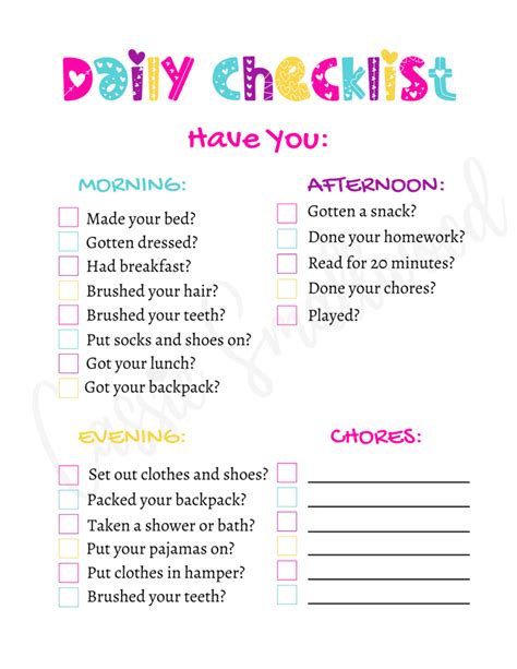 11 Daily Routine Charts And Checklists For Kids Free Printable