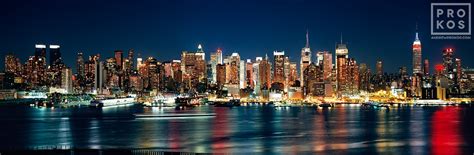 Panoramic Skyline Of New York From Weehawken At Night Ii Fine Art