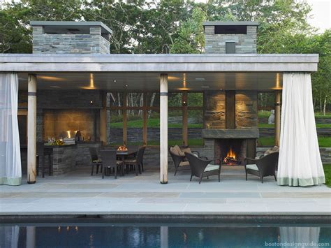 Coastal Pool House With A Fireplace By Jill Neubauer Architects Pool