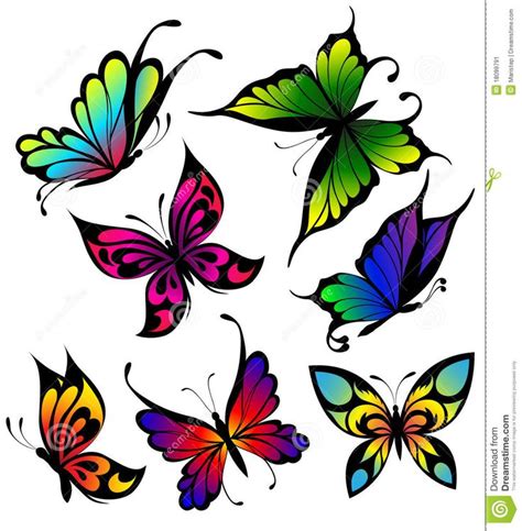 Colorful Butterflies With Different Colors On Them