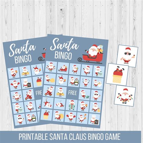 Santa Printable Game Instant Download Christmas Bingo Cards Etsy Canada
