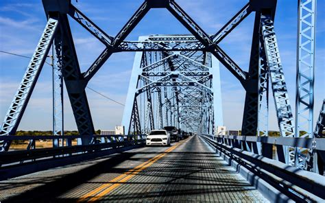 Driving Over The Irvin S Cobb Paducah Blue Bridge Crossing The Ohio River In Paducah Kentucky