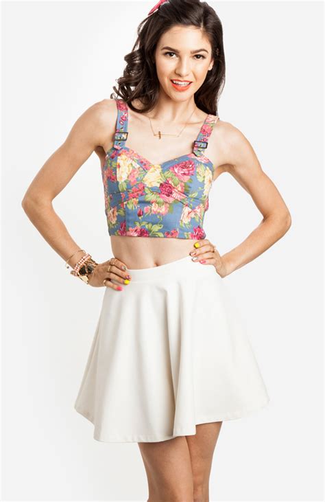 Floral Bustier Crop Top In Blue Dailylook