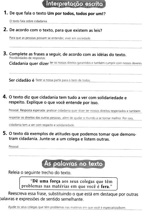 Atividades Sobre Cidadania 4 Ano