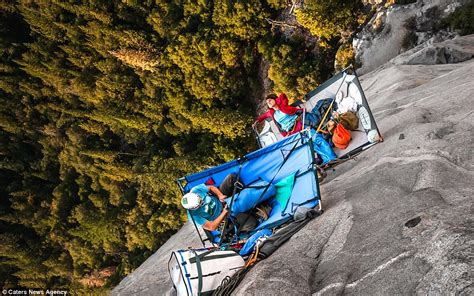 A Real Cliff Hanger Extreme Campers Pitch Climbing Tents More Than 5
