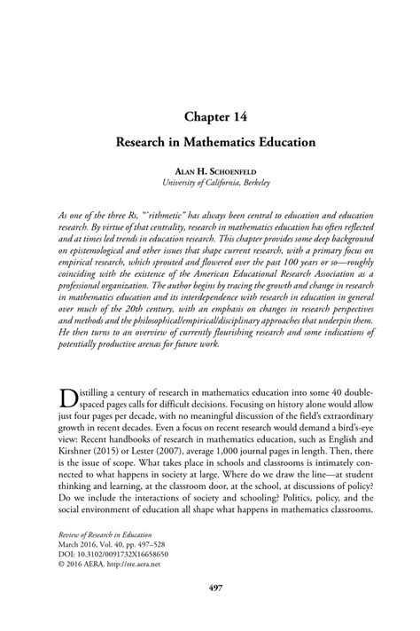 Pdf Research In Mathematics Education