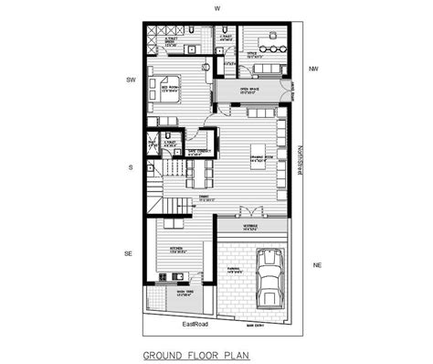 Architectural Bungalow Plan With Furniture Layout Dwg File Cadbull