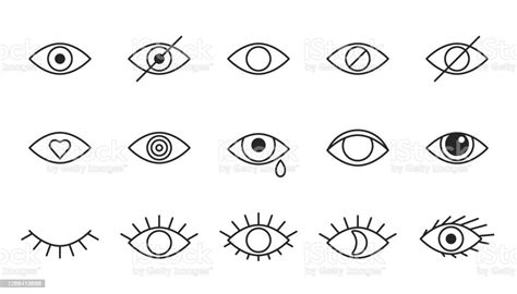 Eye Line Icons Editable Strokes Open Closed Eyes Visible Invisible
