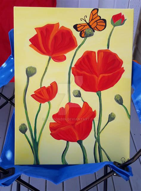 Red Flower Painting By Dragonbin On Deviantart