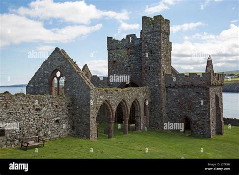 View Of Buildings At Peel Castle On The Isle Of Man Stock Photo Alamy