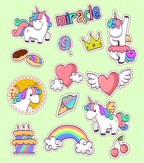 Premium Vector Cute Unicorn Sticker Collection