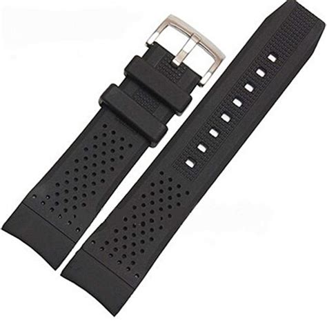 22mm Black Silicone Rubber Curved End Dive Watch Band Strap