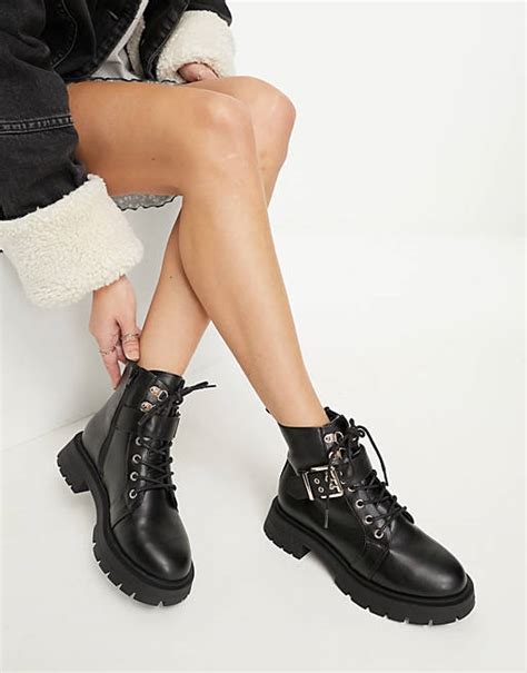 asos design april lace up hiker boots in black asos