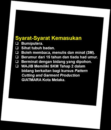 Jabatan pembangunan pelatih giatmara malaysia tingkat 4 bangunan medan mara 21 jalan raja laut 50609 kuala lumpur telefon : GIATMARA KOTA MELAKA: MAKLUMAT KURSUS