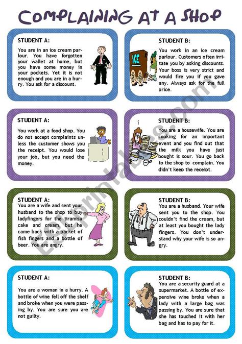 Esl Role Play Worksheet For Kids