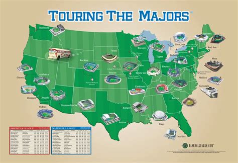 Mlb Ballparks Map Baseball Stadiums Map Baseball Stad