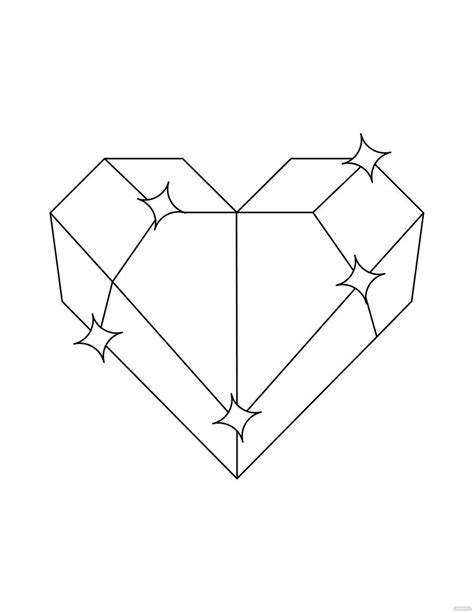 Diamond Heart Coloring Page Outline In Pdf Download