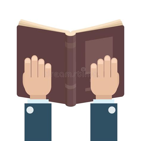 Flat Open Book Icon And Hands Library Books Open Dictionary Page And