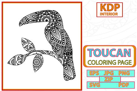 Toucan For Adult Coloring Book Graphic By Burhanflatillustration29