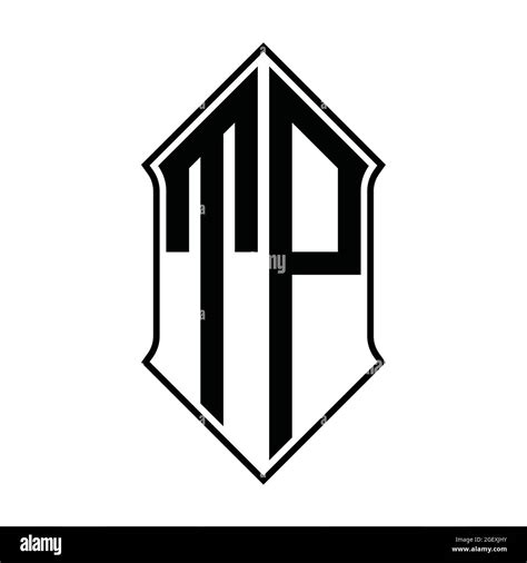 Tp Logo Monogram With Shieldshape And Black Outline Design Template