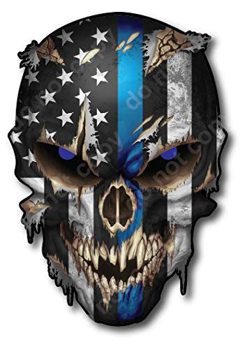 Buy Thin Blue Line Skull American Officer Blue Lives Matter Sniper