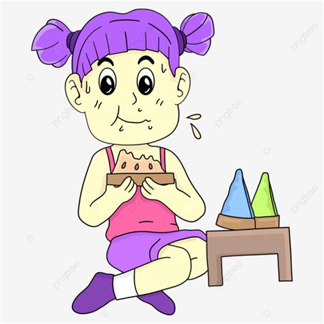 The Girls Are Eating Cakes Cakes Illustration Draw Png And Vector