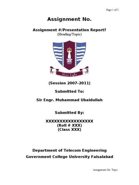 Assignments Format Communication