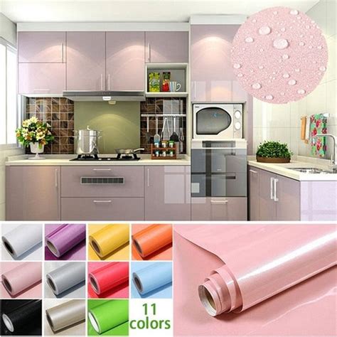 1M Roll Glossy Waterproof PVC Cabinet Wallpaper Self Adhesive Contact