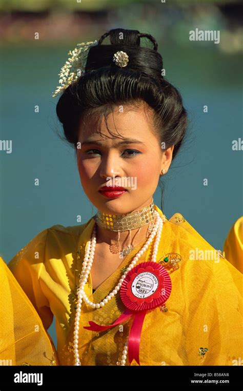 Rakhine Girl In Traditional Dress Rakhine State Myanmar Burma Stock