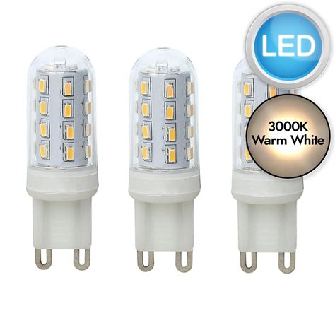 3 X 3w Led G9 Capsule Light Bulbs Warm White