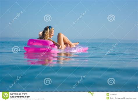 Woman On Inflatable Raft Blonde Girl On Inflatable Raft Royalty Free Stock Photo Image