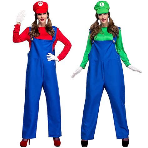 Halloween Purim Party Costume Game Super Mario Luigi Brothers Plumber