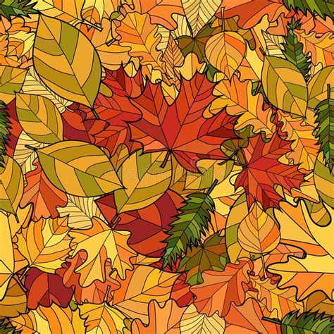 Vector Doodle Autumn Leaves Seamless Pattern Stock Vector