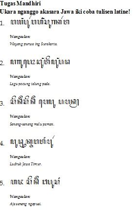 Aksara jawa, juga dikenal sebagai hanacaraka, carakan, atau dentawyanjana, adalah salah satu aksara tradisional indonesia yang berkembang di pulau jawa. Materi, Soal, Kunci Bahasa Jawa Kelas 4 SD-TERLENGKAP ...