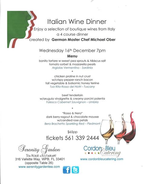 Italian Wine Dinner December 16 2024