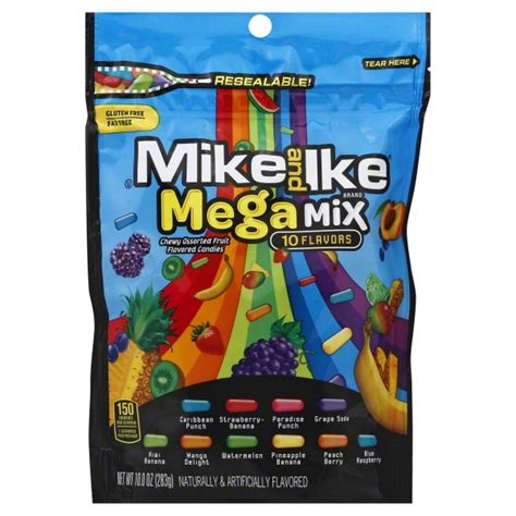 Mike and Ike Mega Mix Fat-Free 10 Flavors Chewy Candies, 10 Oz