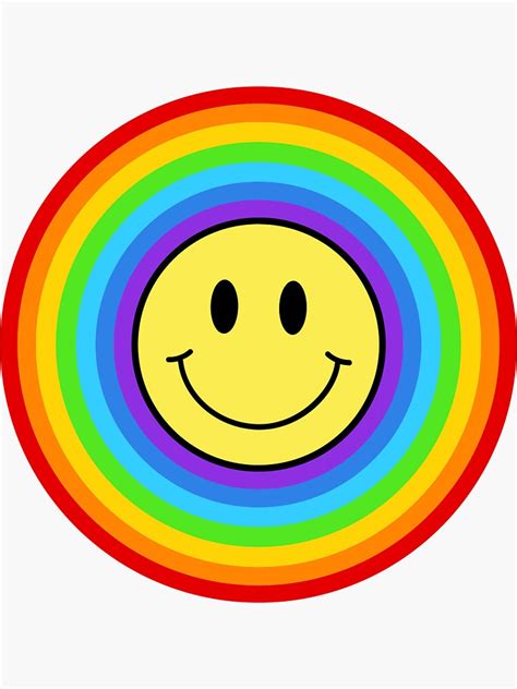 Rainbow Smiley Face Sticker By Toadsforall Redbubble