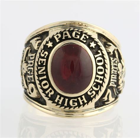 Page High School 1971 Mens Class Ring 10k Yellow Gold Syn Red Spinel