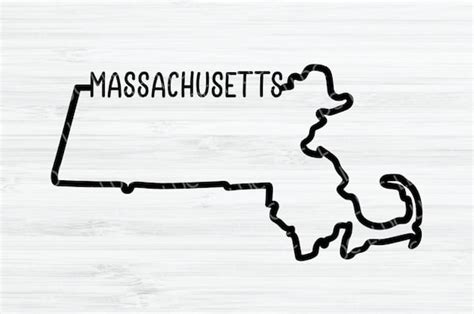 Massachusetts Outline Svg Massachusetts Vector File Etsy Denmark