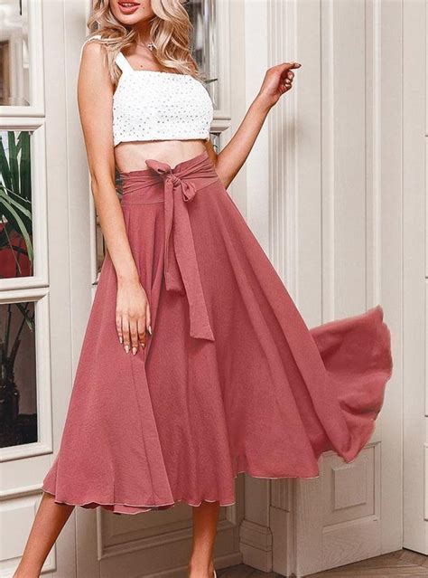 Berry Maxi Skirt For Women Summer Skirt With Folds Classic Etsy