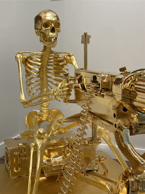 Art For Sale Stephen Cawston Sculpture Skeleton 24k Gold For Super Rich