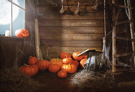 New Halloween Pumpkin Theme Wood Floor Photography Backdrop Sale