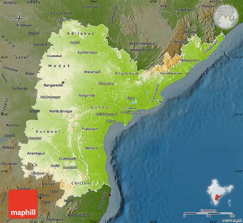 Physical Map Of Andhra Pradesh Darken
