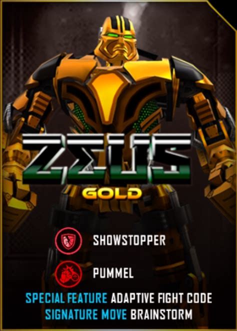 Zeus Gold Real Steel Wiki Fandom